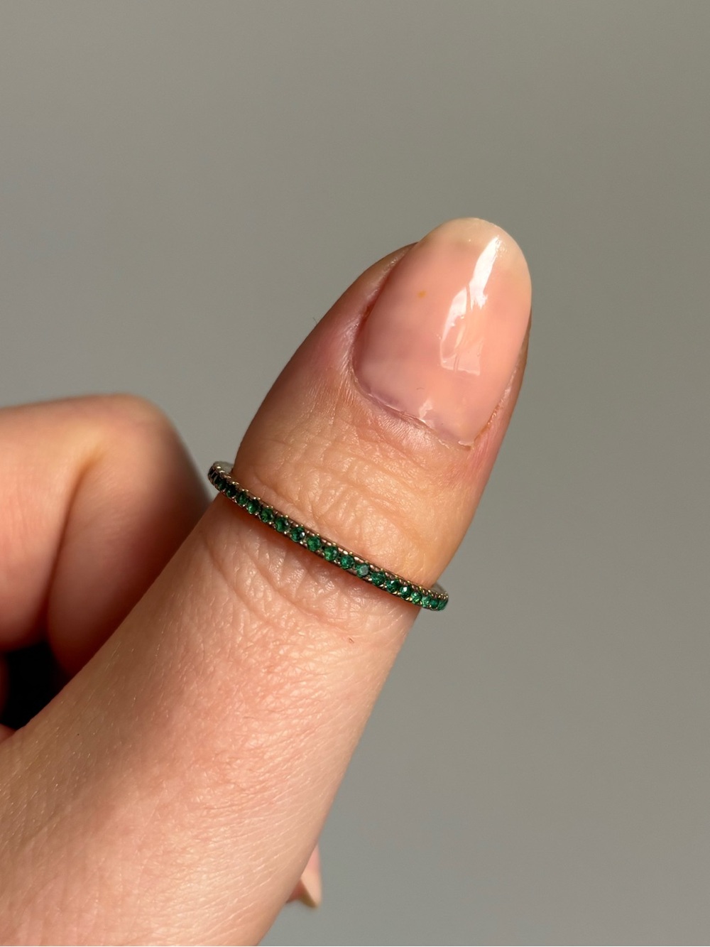 ANA LUISA 10k gold plated emerald stone eternity ring